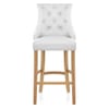 Ascot Oak Stool White Leather