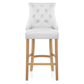 Ascot Oak Stool White Leather