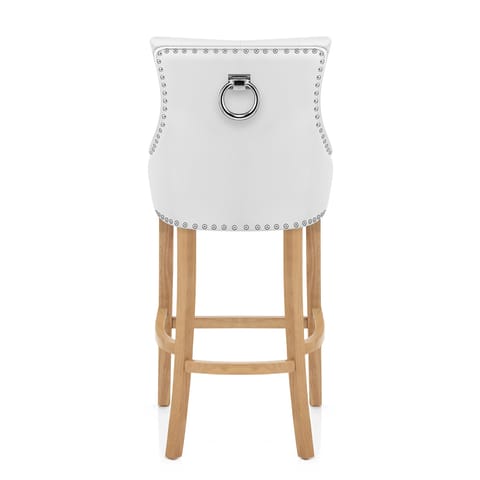 Ascot Oak Stool White Leather