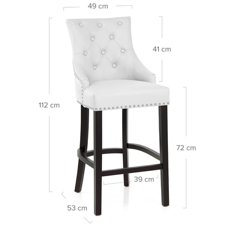 Ascot Bar Stool White Leather