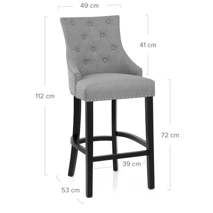 Ascot Bar Stool Grey Fabric Dimensions