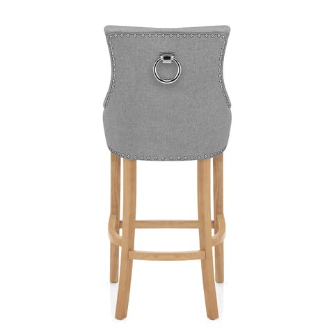Ascot Oak Stool Grey Fabric