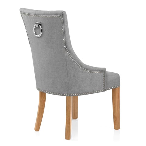 Ascot Oak Dining Chair Grey Fabric