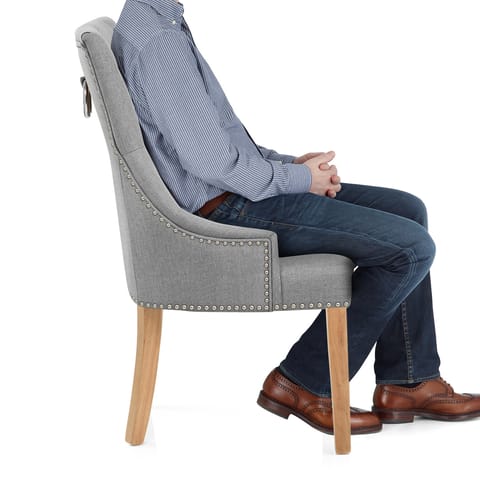 Ascot Oak Dining Chair Grey Fabric