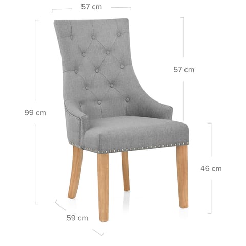 Ascot Oak Dining Chair Grey Fabric