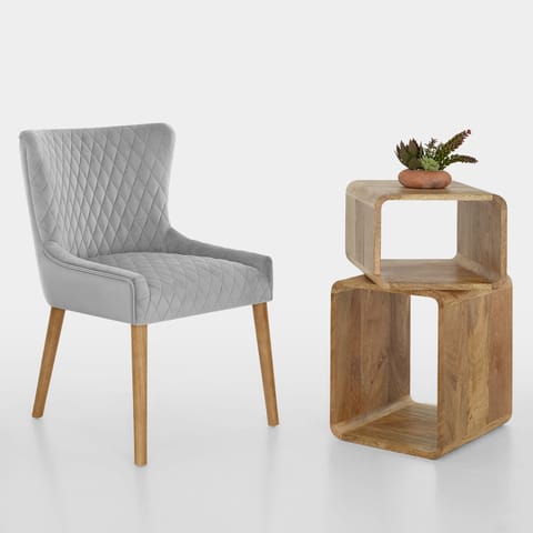 City Oak Chair Grey Velvet