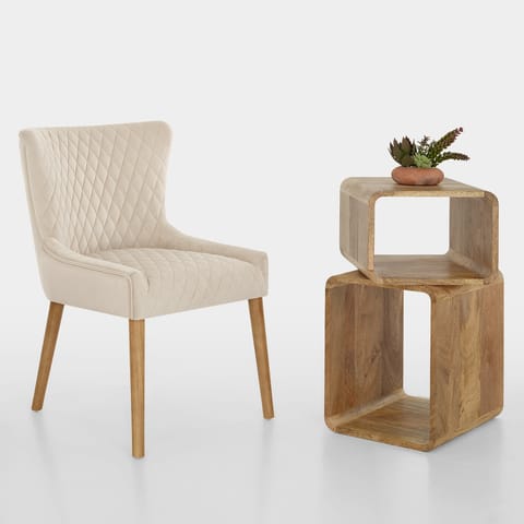 City Oak Chair Cream Velvet