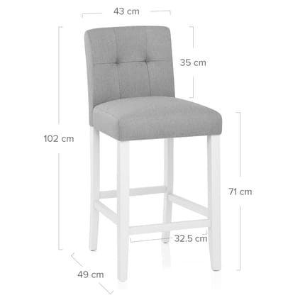 Crawford Bar Stool Grey Fabric Dimensions