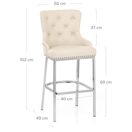 Grange Bar Stool Cream Leather Dimensions