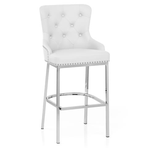 Grange Bar Stool White Leather