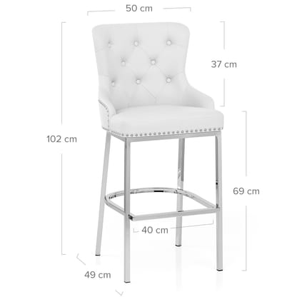 Grange Bar Stool White Leather Dimensions