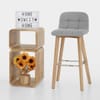 Hex Wooden Stool Grey Fabric