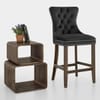 Kensington Wooden Stool Black Velvet