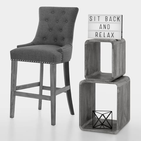 Etienne Bar Stool Charcoal Fabric