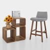 Impulse Wooden Stool Grey Fabric