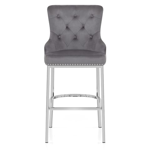 Grange Bar Stool Grey Velvet