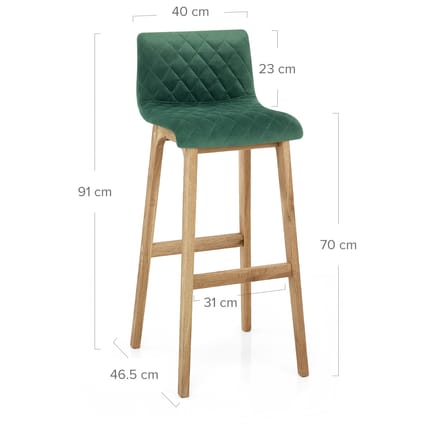 Colt Oak Stool Green Velvet Dimensions