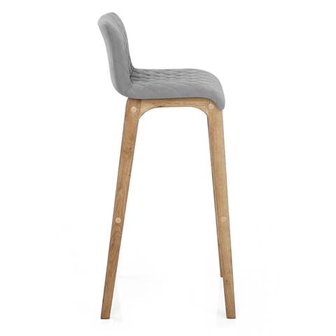 Colt Oak Stool Grey Velvet