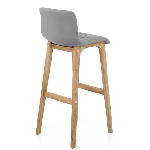 Colt Oak Stool Grey Velvet