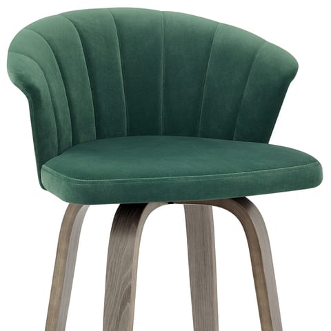 Concerto Wooden Stool Green Velvet