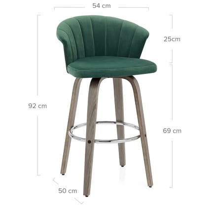 Concerto Wooden Stool Green Velvet Dimensions