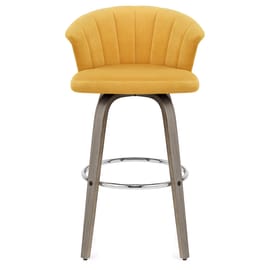 Concerto Wooden Stool Mustard Velvet