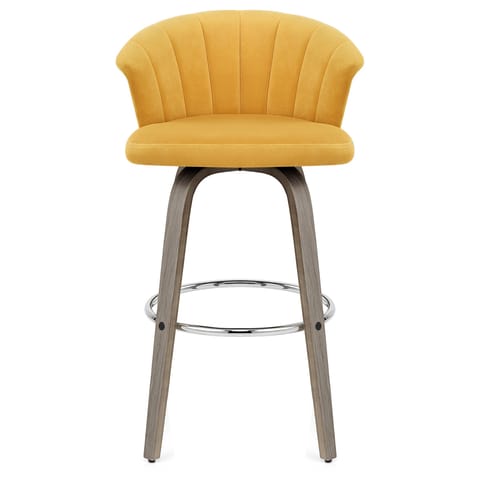 Concerto Wooden Stool Mustard Velvet