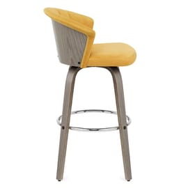 Concerto Wooden Stool Mustard Velvet
