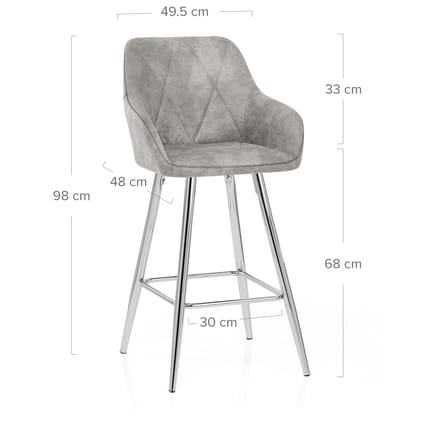 Mason Bar Stool Light Grey Dimensions