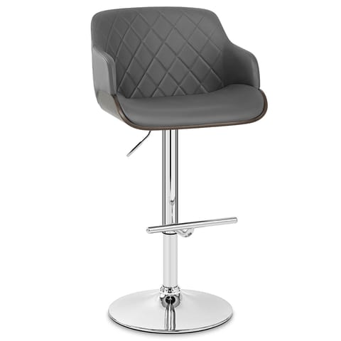 Dakota Bar Stool Grey Leather