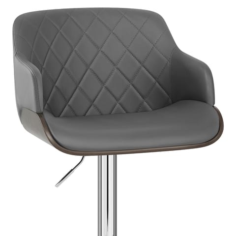 Dakota Bar Stool Grey Leather