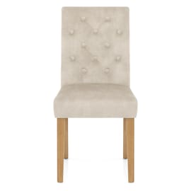 Banbury Oak Dining Chair Beige Velvet