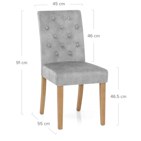 Banbury Oak Dining Chair Grey Velvet