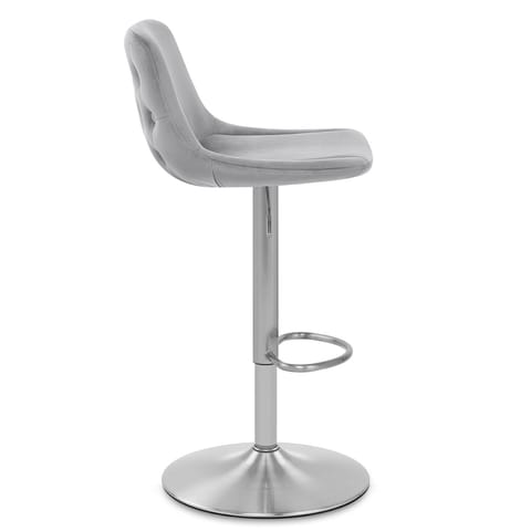 Scoop Brushed Stool Grey Velvet