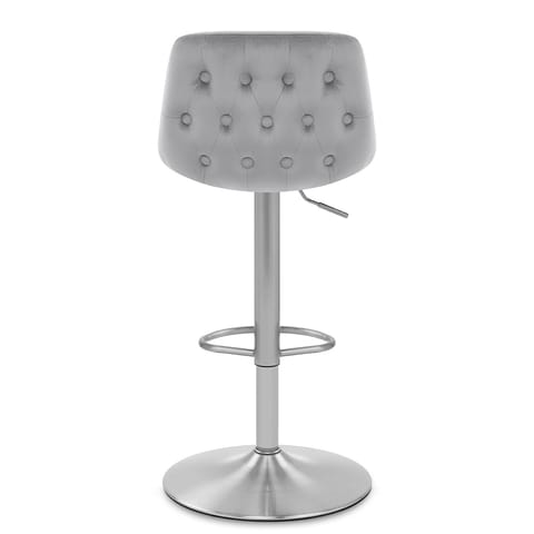 Scoop Brushed Stool Grey Velvet