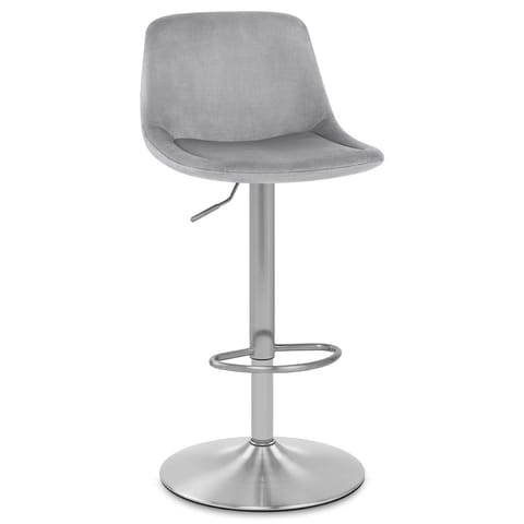 Scoop Brushed Stool Grey Velvet