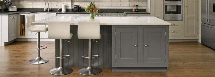 Linear Bar Stool Cream In Grey and White Kitchen