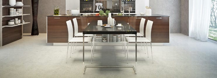 White Dining Chairs at Black Chrome Dining Table