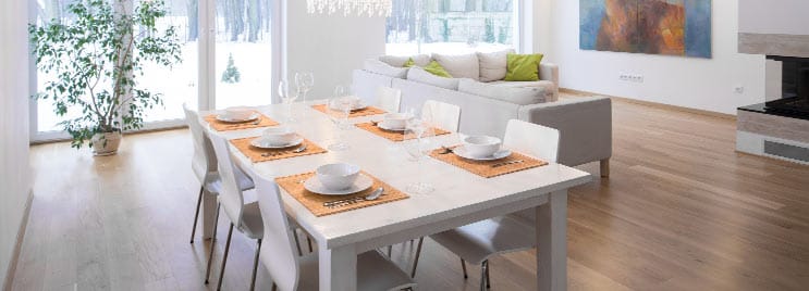 White Dining Set in Modern Open Plan Living Room