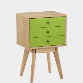 Ambience Set Of Drawers Oak & Green