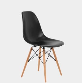 Eames Style Wooden Chair Satin Black Seat