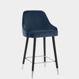 Glam Bar Stool Blue Velvet