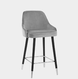 Glam Bar Stool Grey Velvet