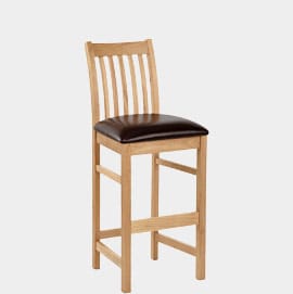 Hobart Oak Bar Stool Brown Leather