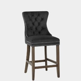 Kensington Wooden Stool Black Velvet
