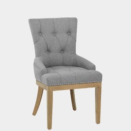 Knightsbridge Oak Dining Chair Grey Fabric