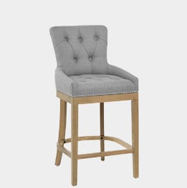 Knightsbridge Oak Stool Grey Fabric