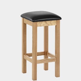Leo Oak And Leather Stool Black