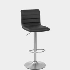 Linear Brushed Steel Bar Stool Black