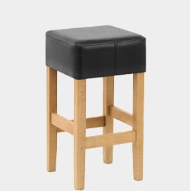 Oliver Oak Stool Black Leather